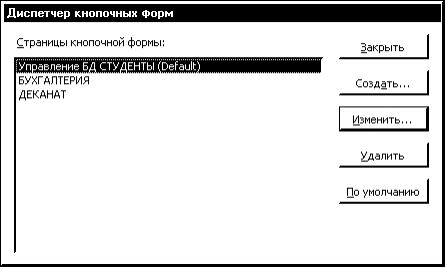 Главная кнопочная форма базы Библиотека